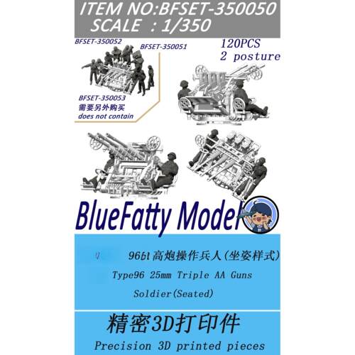 蓝胖子拼装模型25mm高炮操作兵人