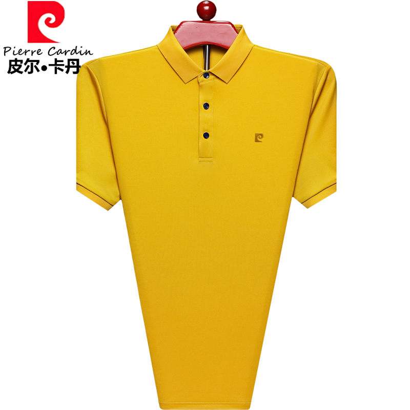 皮尔卡丹2025新款短袖t恤男纯棉百搭简约中年上衣翻领POLO衫夏季