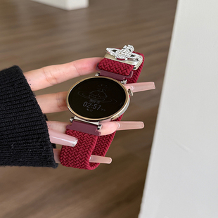 适用华为GT6/5prowatch41手表gt3金属镶钻尼龙编织磁吸简约表带女