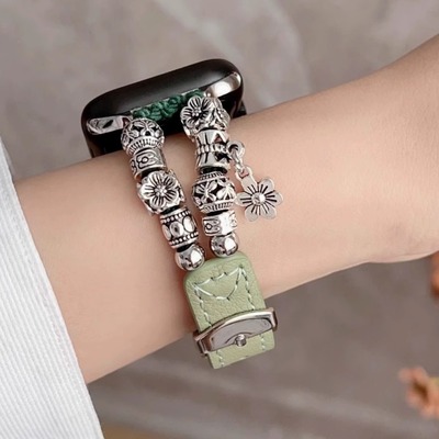 适用于小米民族风藏银花朵手表带