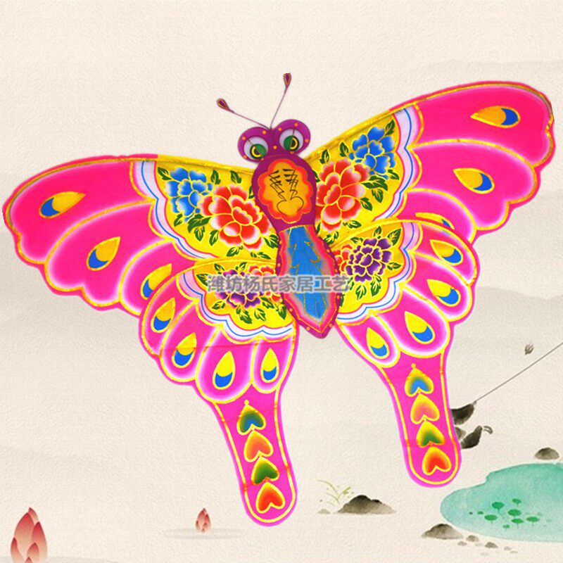 潍坊杨家埠新款大蝴蝶风筝微风放飞立体手工风筝礼盒装饰竹子骨架