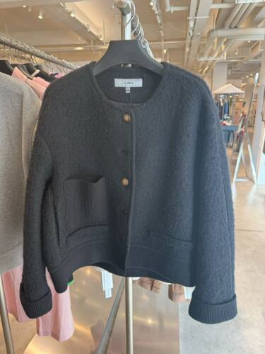 N.PAIA恩派雅新款美丽诺羊毛圆领小箱型短款毛呢外套XWKIW1203AH