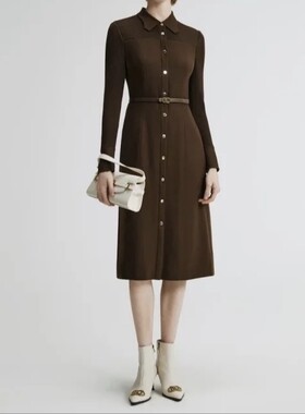 奈蔻美利奴细羊毛百搭修身通勤气质连衣裙XF05498W0XF05556B7