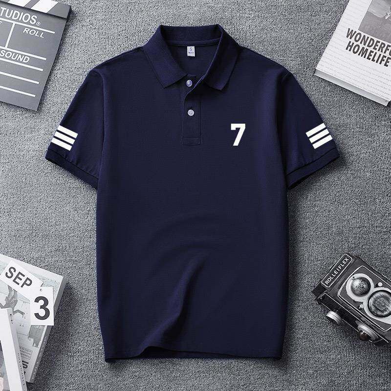 欧洲站~品质优选！公鸡polo衫短袖男宽松设计感潮牌夏灰色翻领