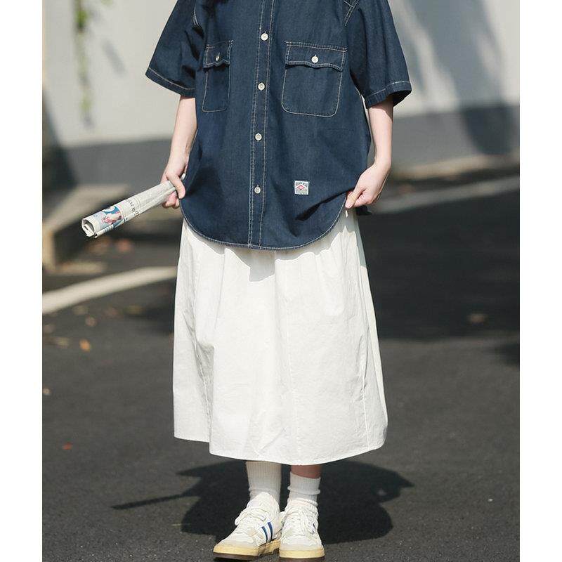日系a字半身裙女夏季薄款文艺覆古显瘦工装裙休闲 ??百搭慵懒风长