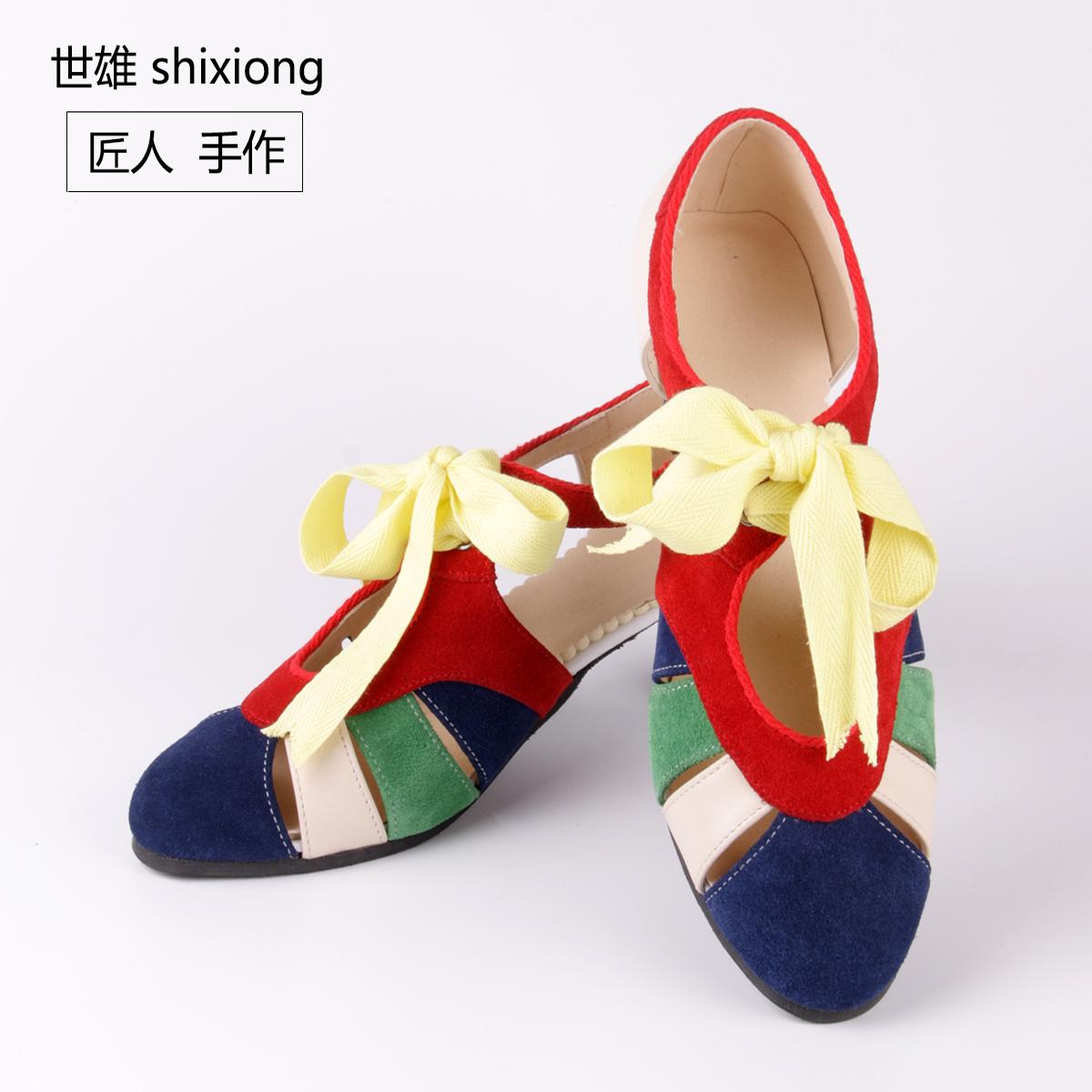 新款彩色拼接系带款swing舞鞋