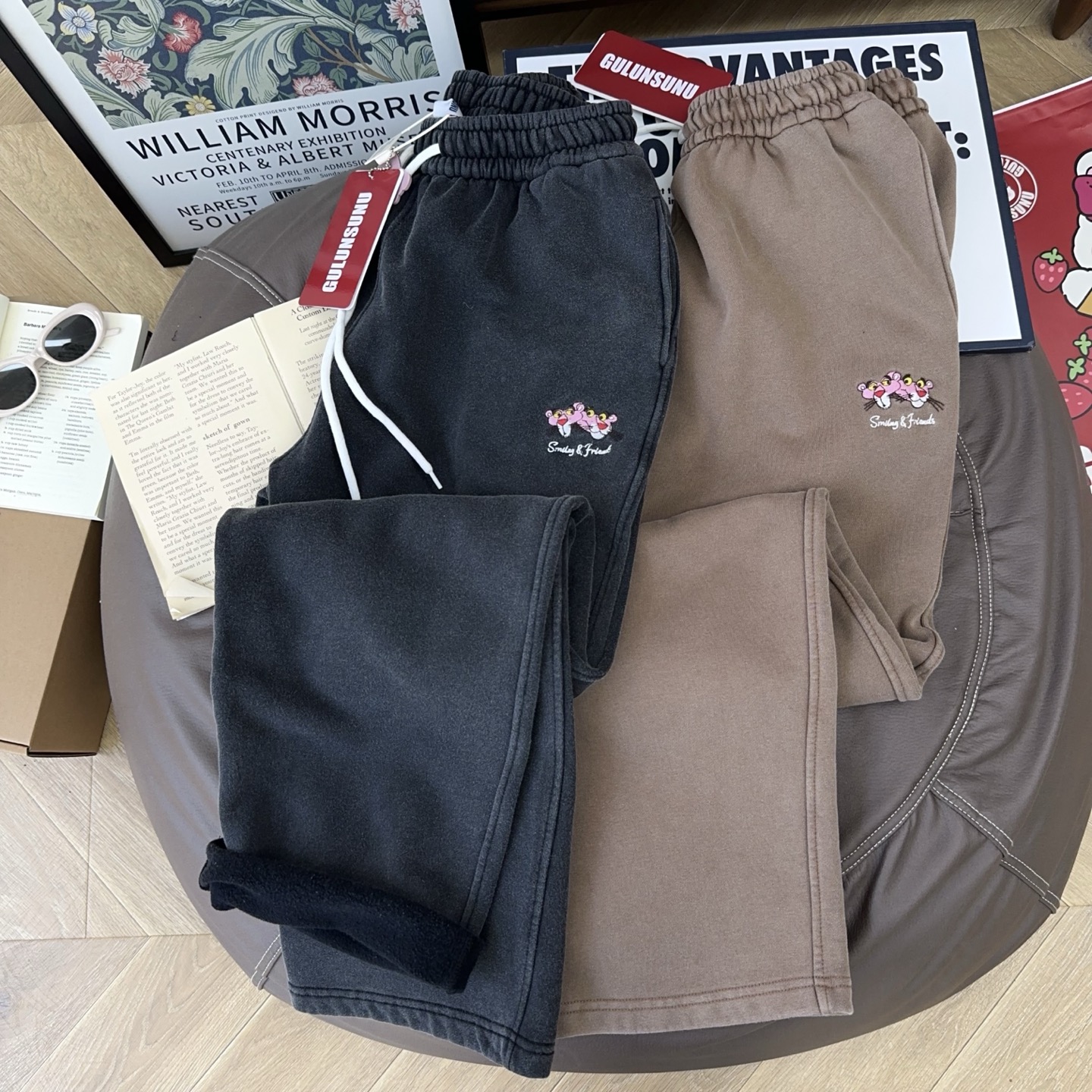 纸袋家显瘦加绒直筒裤女秋冬韩版