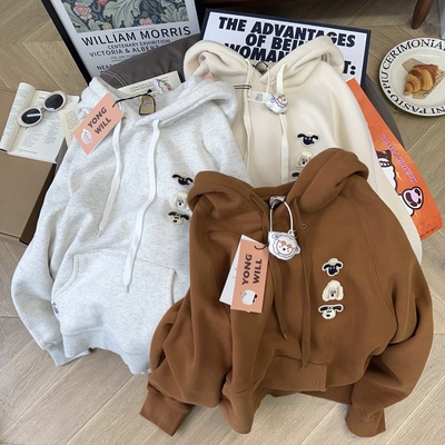 纸袋家纯棉加绒卫衣女秋冬韩版潮