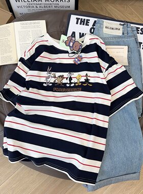 重工刺绣纯棉短袖T恤女夏韩版潮