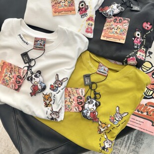 T恤内搭 pandawarks熊猫纸袋家230g纯棉重工刺绣长袖 真 好好看