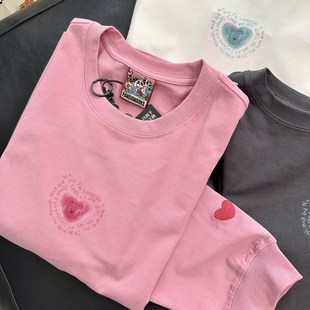 pandawarks熊猫纸袋家卡通刺绣240g纯棉长袖 潮 T恤内搭女秋冬韩版