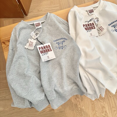 纸袋家重工刺绣侧开叉纯棉卫衣女