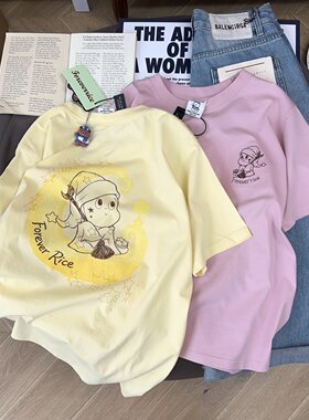 百搭显瘦后背刺绣纯棉短袖T恤女