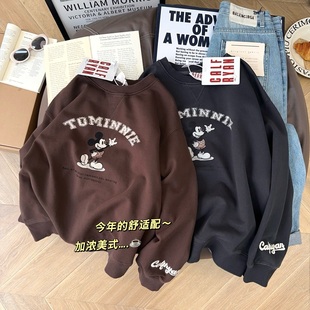 美式复古重磅水洗砂洗质感百搭显瘦纯棉毛圈卫衣女2026早春新款韩