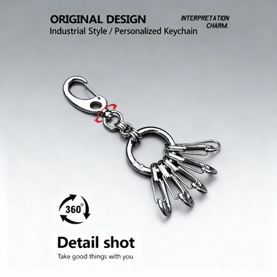 跨境小众男士个性钥匙扣防掉腰间挂饰创意多挂便捷锁匙扣钥匙链圈