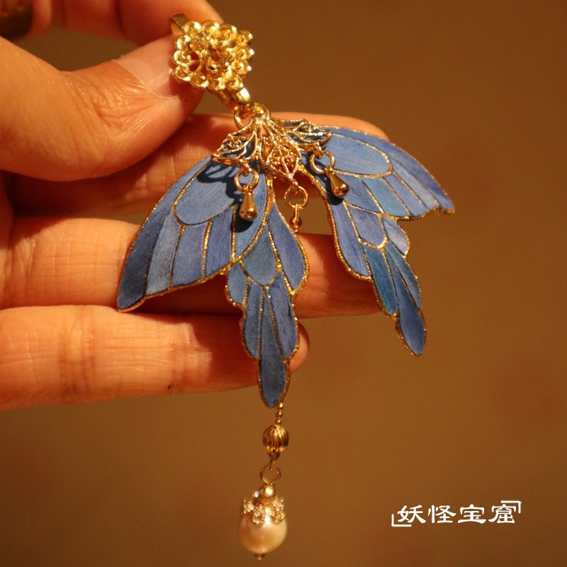 仿点翠胸针压襟闲境镀金新中式