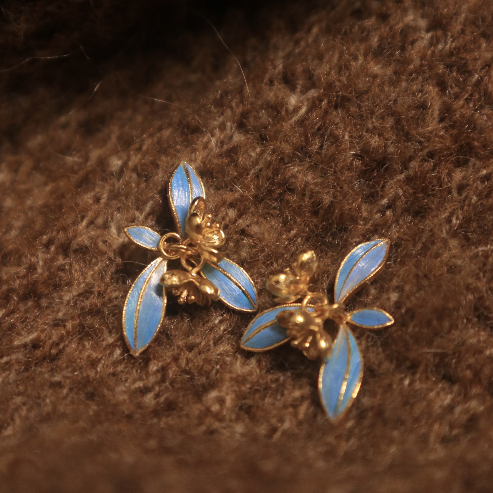 花丝镶嵌闲境新中式仿点翠耳钉