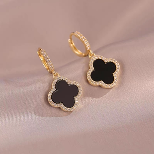 奥特莱斯清仓特价18K金四叶草耳环镶钻耳扣耳钉耳饰outlets女配饰