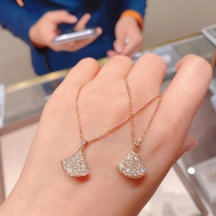 奥特莱斯 撤柜捡漏18K扇形裙子项链女轻奢满钻镀金高级感锁骨链