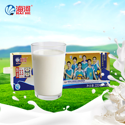 天津海河特浓纯牛奶枕纸袋早餐牛奶220mlX16袋整箱