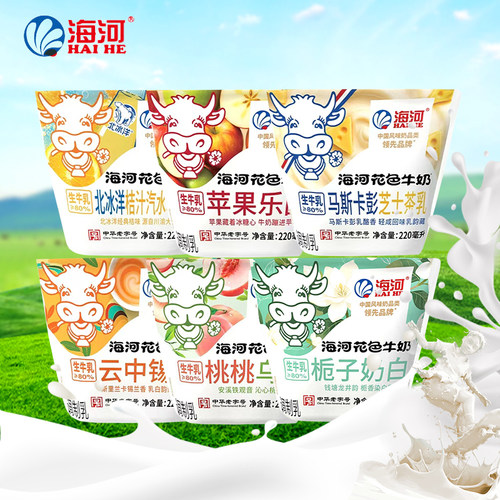 天津海河牛奶北冰洋桔汁苹果芝士锡兰桃桃乌龙栀子奶白220ml组合