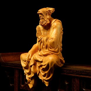 崖柏达摩摆件工艺品居家办公室禅意卷发悟道师祖收藏文玩手把件