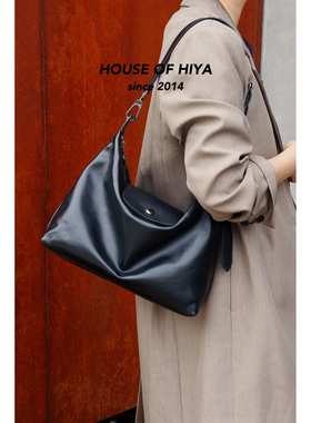 HOUSE OF HIYA新款小众头层牛皮单肩hobo意大利进口头层牛皮