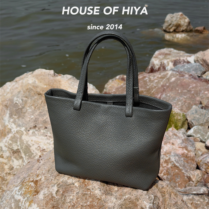 HOUSE OF HIYA小众设计头层牛皮小号百搭休闲通勤手提迷你托特包