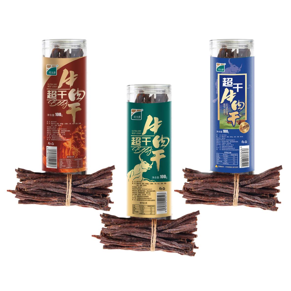 达生源内蒙古特产超干牛肉干草原风味手撕风干罐装100g休闲零食