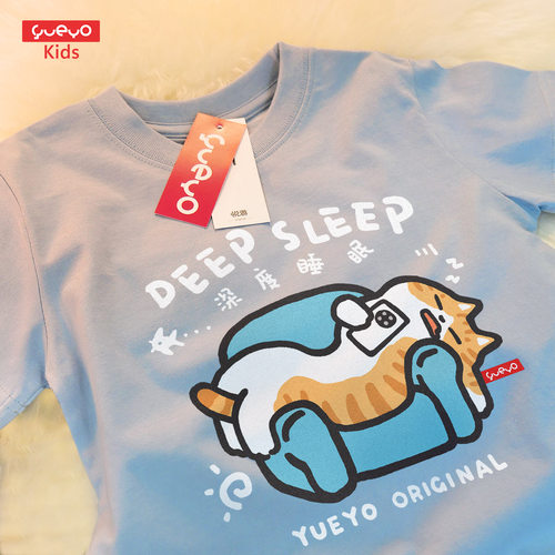 悦游童装 deepsleep深度睡眠 纯棉儿童男童女童短袖t恤透气可爱潮
