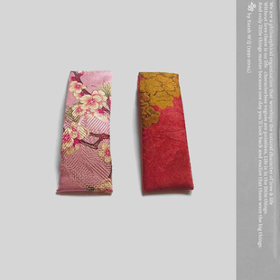 China 抽芽桃花落红 云锦夹 刺绣丝 芳心银月发夹 美学排版 WEIQIN