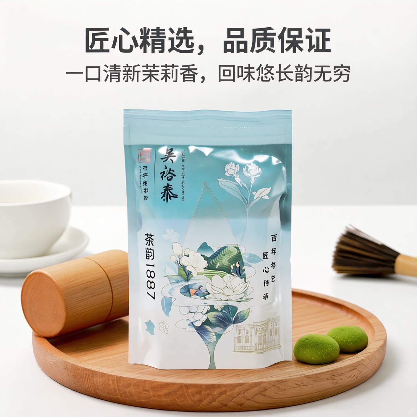 包邮北京吴裕泰茶叶茉莉花茶茶韵1887自封袋装220克量贩装口粮茶