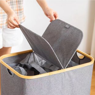 日式布艺浴室脏衣服收纳筐双开可折叠脏衣篓家用分类脏衣篮含内袋