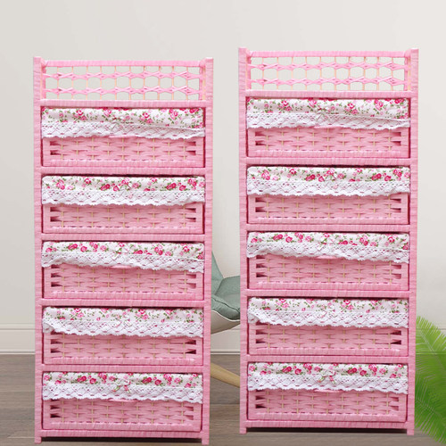 藤编衣柜卧室实木床头收纳柜玩具简易衣柜宝宝衣柜抽屉式储物柜