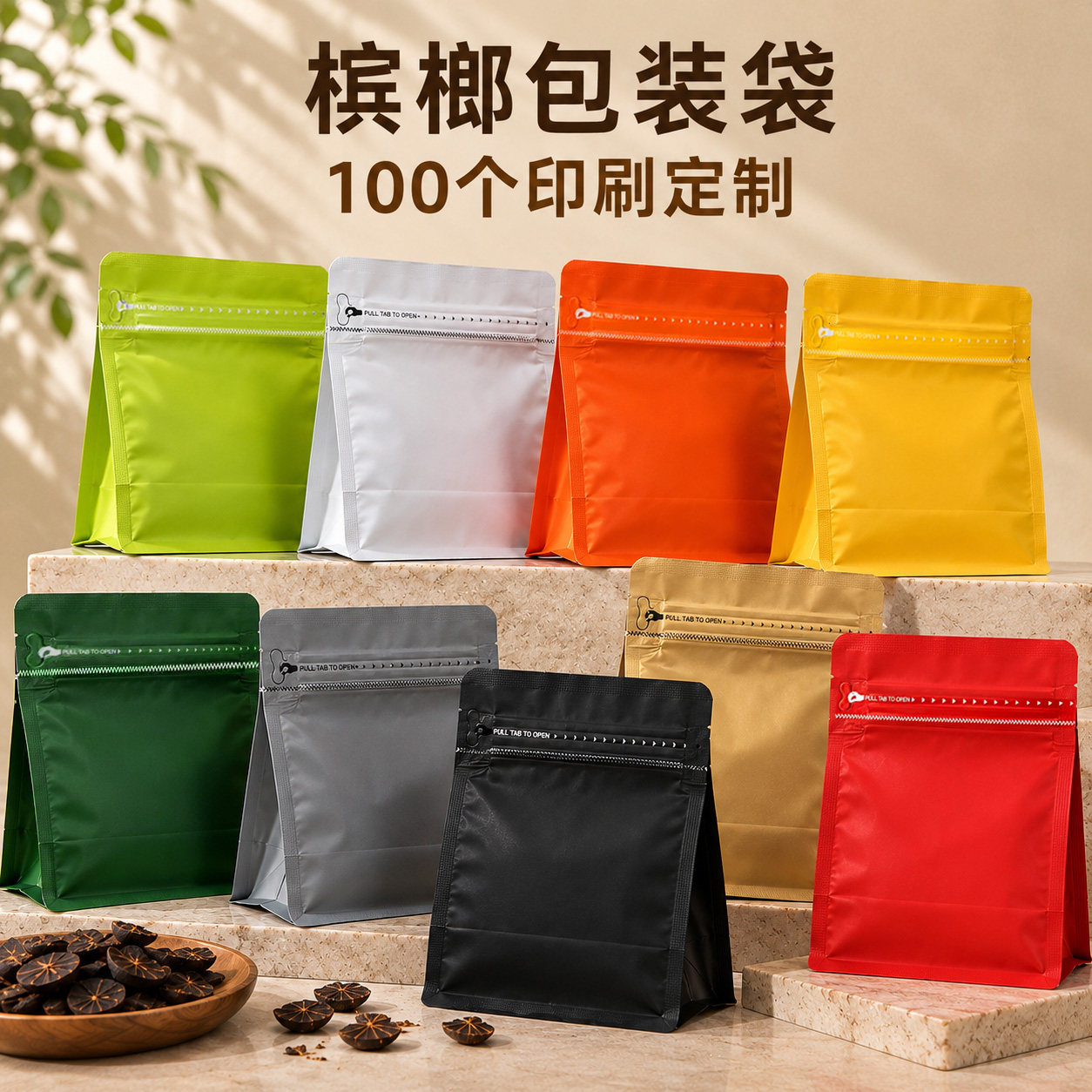 槟榔袋槟榔包装袋定制八边封半斤自立袋100g 250g铝箔防潮密封袋图片