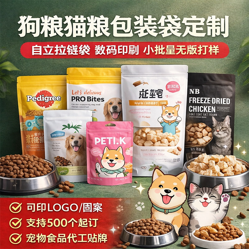 狗粮猫粮包装袋定制自立拉链袋数码印刷猫条塑料铝箔袋小批量印刷