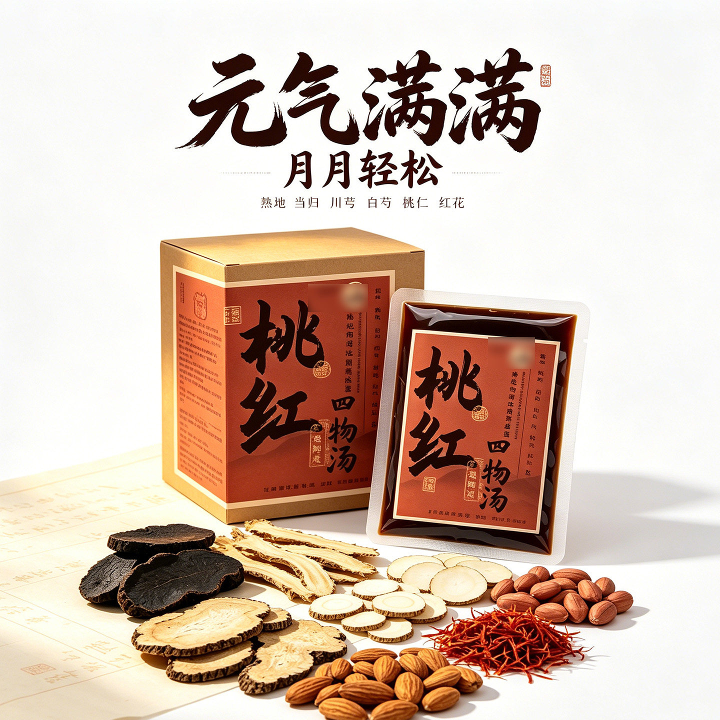 桃红四物汤泡脚罗大伦大姨妈量少足浴包药包调理睡眠补养气血调理