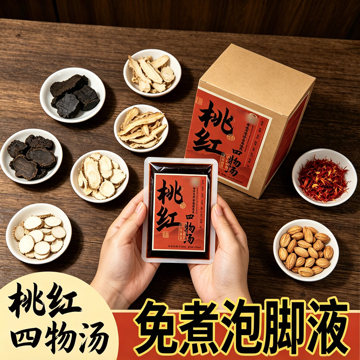 罗大伦泡脚方桃红四物汤泡脚足浴包通血消淤调理睡眠免煮泡脚粉包
