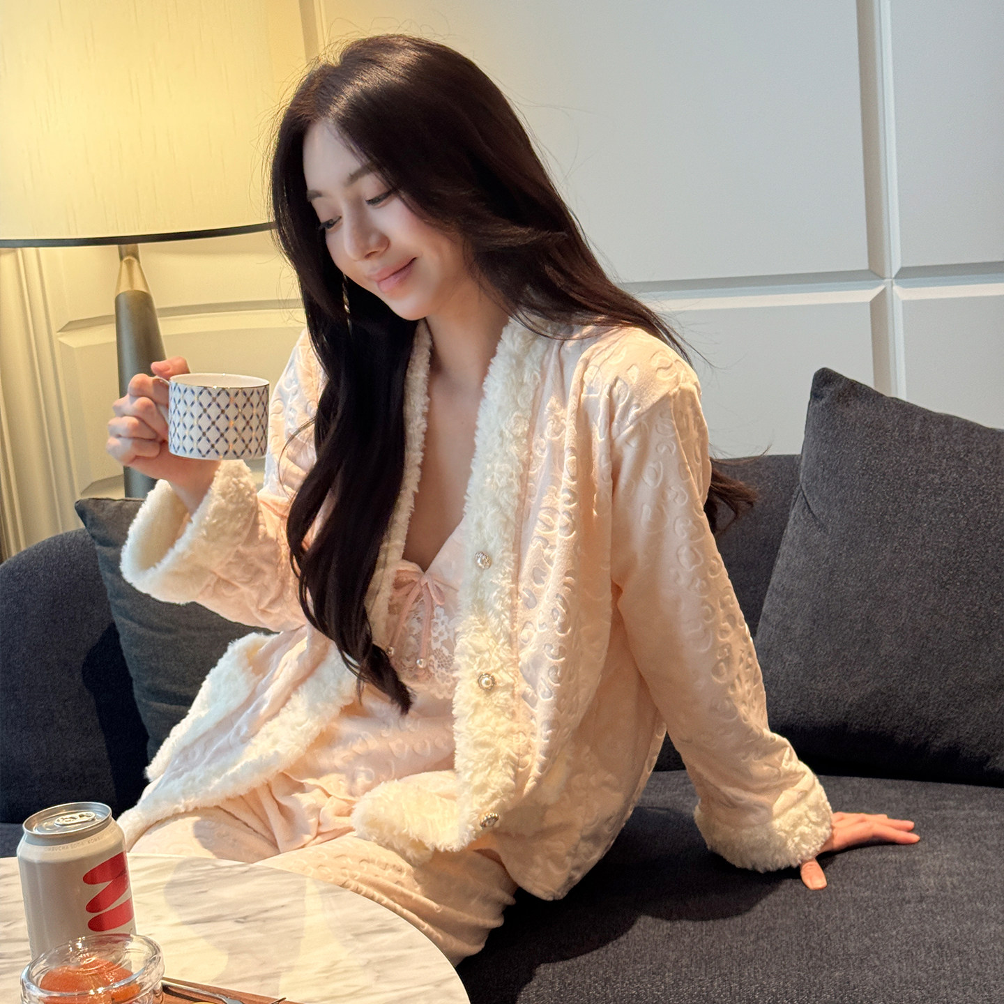 管阿姨B015海岛绒睡衣女秋冬加绒冬季家居服套装可外穿加厚保暖,女士内衣/男士内衣/家居服,睡衣/家居服套装,淘宝优惠券,粉丝福利购,淘宝优惠卷