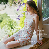 薄款 管阿姨十点半巴士A033法式 印花性感睡衣女夏季 居家服吊带睡裙