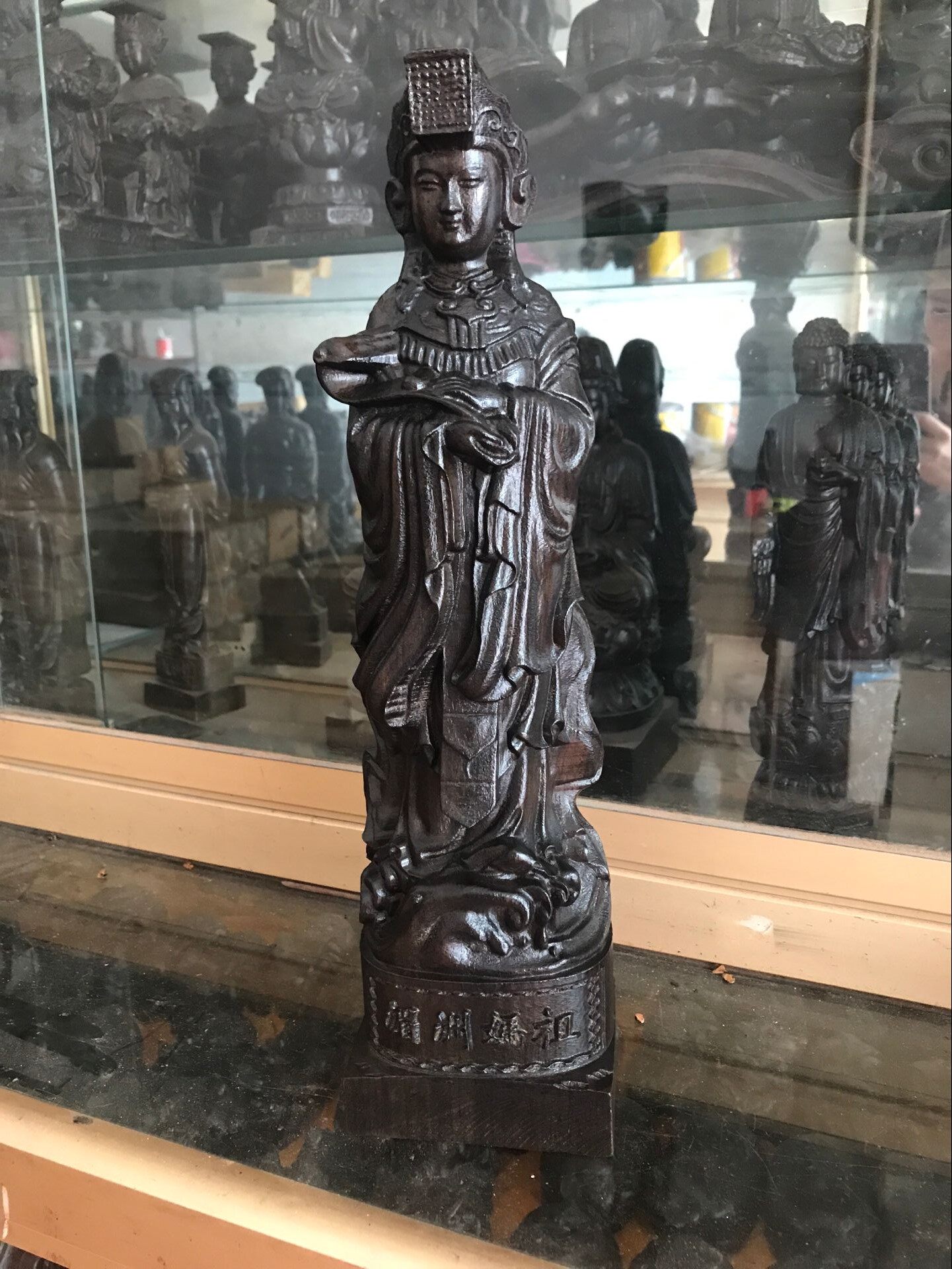 越南沉香木圣母娘娘佛像摆件妈祖黑檀香木质工艺品崖柏木雕观音