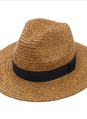 63CM大码帽子男拉菲草大头围草编礼帽英伦沙滩帽防晒草帽女春夏天