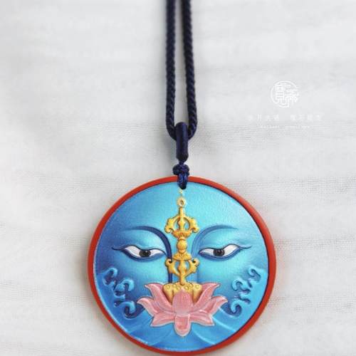朱砂般若佛眼吊坠帝王砂彩绘大号安国风新中式本命年男女生挂件