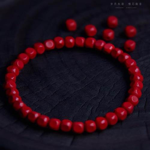 朱砂手串原矿手链本命年六方复古首饰男女情侣款高含量质感手串