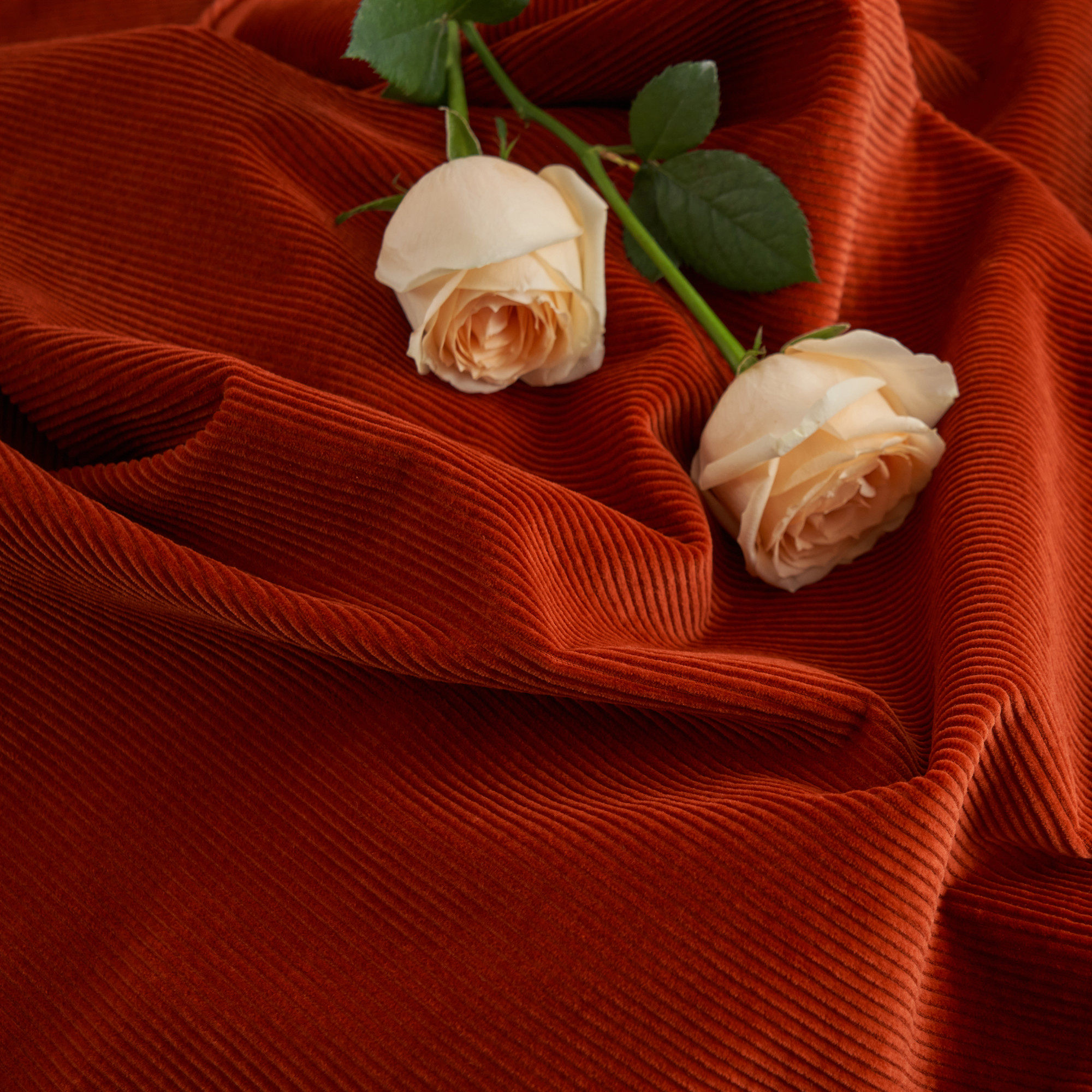 【深柿红】秋冬加厚砂洗全棉布料