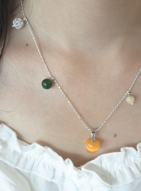 匡舟本色 法式复古轻奢高级感 彩色玛瑙石珐琅 天然石串珠项链