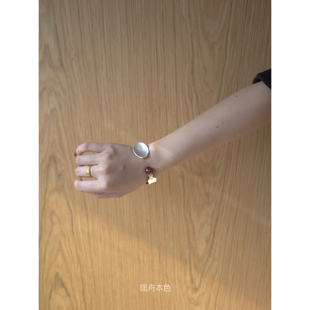 匡舟本色 小众款 复古波西米亚异域风 熔岩不规则 宝石玛瑙手镯