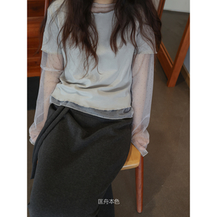匡舟本色 26年夏季新品韩国小众设计 复古雪纺+短袖两件套 可拆穿