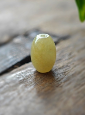 天然翡翠a货冰黄三彩桶珠散珠子手工diy佛珠手串配饰手链项链腰珠