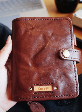 原创真皮咖啡主题活页m5A7A6A5多功能随身记事本旅行手帐笔记本子